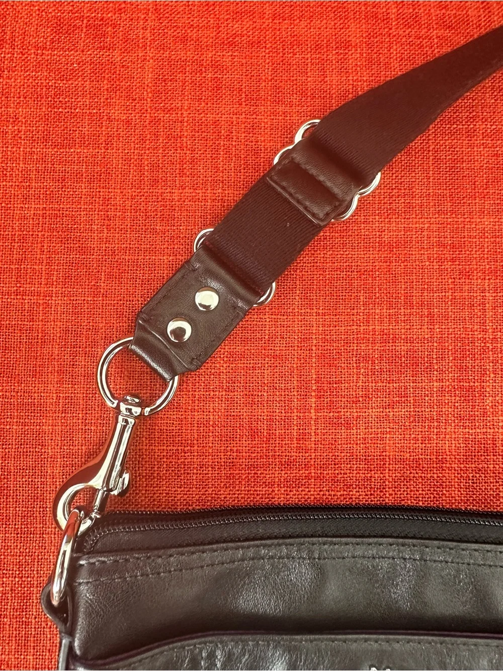 Black Crossbody File Bag Purse Purple Lining